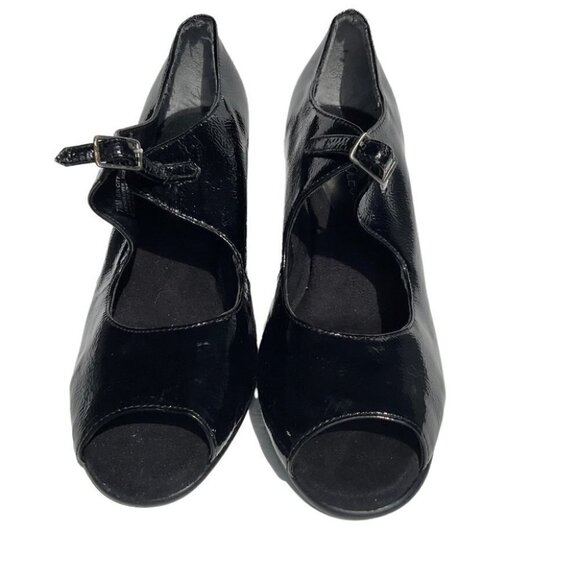 Aerosoles 'Gin City' Leather  Peep Toe Mary Jane Black Pumps Size 7.5 - Picture 2 of 6
